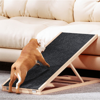 i.Pet Dog Ramp 100cm Adjustable Height Wooden Steps Stairs For Bed Sofa Car Foldable FDR-D-WOOD100-GR