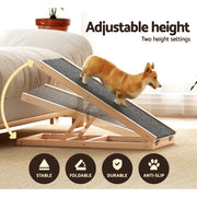 i.Pet Dog Ramp 70cm Adjustable Height Wooden Steps Stairs For Bed Sofa Car Foldable FDR-D-WOOD70-GR