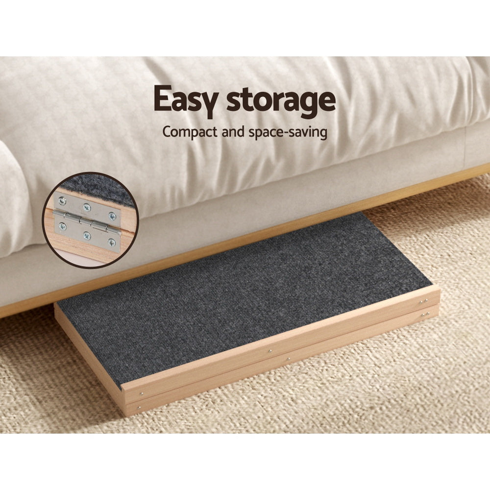 i.Pet Dog Ramp 70cm Adjustable Height Wooden Steps Stairs For Bed Sofa Car Foldable FDR-D-WOOD70-GR