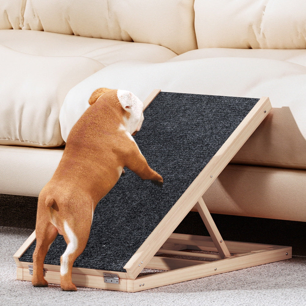 i.Pet Dog Ramp 70cm Adjustable Height Wooden Steps Stairs For Bed Sofa Car Foldable FDR-D-WOOD70-GR
