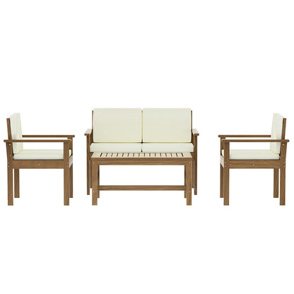 Gardeon 4-Piece Outdoor Sofa Set Wooden Couch Lounge Setting FF-B-SOFA-BR-AB