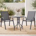 Gardeon 3PC Outdoor Bistro Set Table and Chairs Stackable Patio Furniture Grey