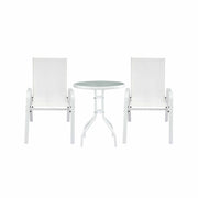 Gardeon 3PC Outdoor Bistro Set Table and Chairs Stackable Patio Furniture White FF-B-STA-AL80-WH