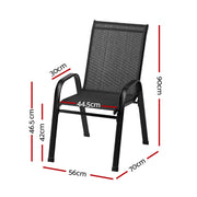 Gardeon 6PC Outdoor Dining Chairs Stackable Lounge Chair Patio Furniture Black FF-B-STA-CHAIR-BK-X6