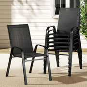 Gardeon 6PC Outdoor Dining Chairs Stackable Lounge Chair Patio Furniture Black FF-B-STA-CHAIR-BK-X6