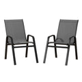 Gardeon 2PC Outdoor Dining Chairs Stackable Lounge Chair Patio Furniture Grey FF-B-STA-CHAIR-GE-X2