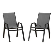 Gardeon 2PC Outdoor Dining Chairs Stackable Lounge Chair Patio Furniture Grey FF-B-STA-CHAIR-GE-X2