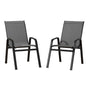 Gardeon 2PC Outdoor Dining Chairs Stackable Lounge Chair Patio Furniture Grey FF-B-STA-CHAIR-GE-X2