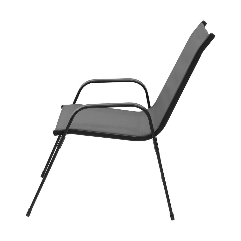 Gardeon 2PC Outdoor Dining Chairs Stackable Lounge Chair Patio Furniture Grey FF-B-STA-CHAIR-GE-X2