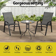 Gardeon 2PC Outdoor Dining Chairs Stackable Lounge Chair Patio Furniture Grey FF-B-STA-CHAIR-GE-X2