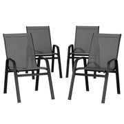 Gardeon 4PC Outdoor Dining Chairs Stackable Lounge Chair Patio Furniture Grey FF-B-STA-CHAIR-GE-X4