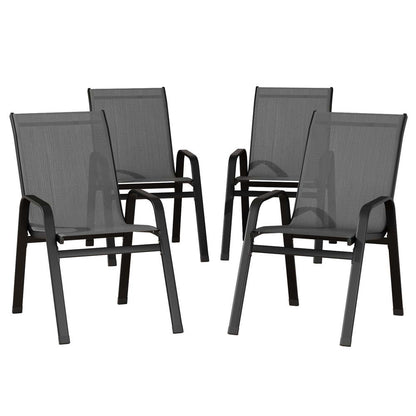 Gardeon 4PC Outdoor Dining Chairs Stackable Lounge Chair Patio Furniture Grey FF-B-STA-CHAIR-GE-X4