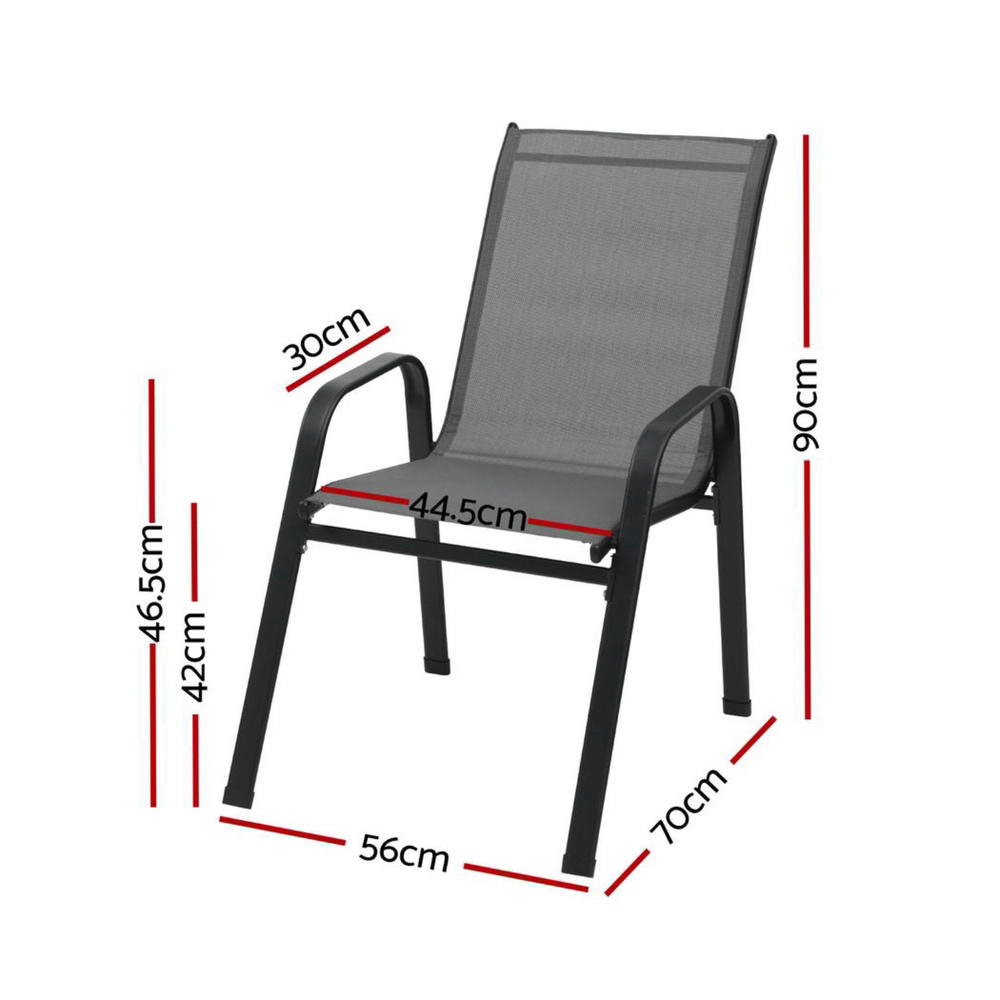 Gardeon 4PC Outdoor Dining Chairs Stackable Lounge Chair Patio Furniture Grey FF-B-STA-CHAIR-GE-X4