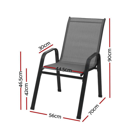 Gardeon 4PC Outdoor Dining Chairs Stackable Lounge Chair Patio Furniture Grey FF-B-STA-CHAIR-GE-X4