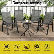 Gardeon 4PC Outdoor Dining Chairs Stackable Lounge Chair Patio Furniture Grey FF-B-STA-CHAIR-GE-X4