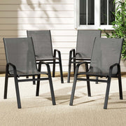 Gardeon 4PC Outdoor Dining Chairs Stackable Lounge Chair Patio Furniture Grey FF-B-STA-CHAIR-GE-X4