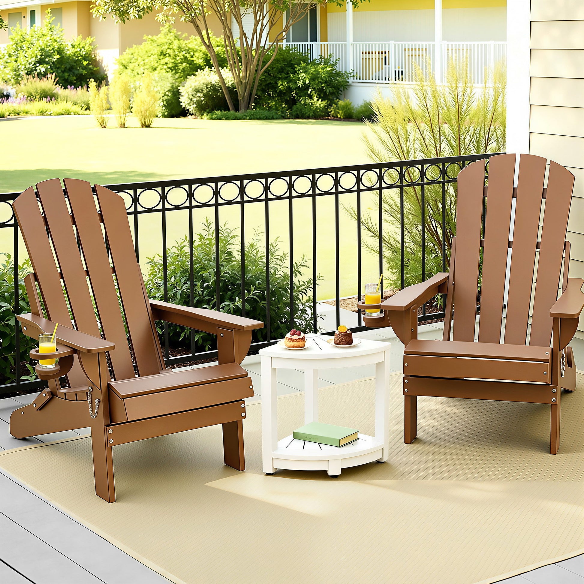 Gardeon Outdoor Table and Chairs HDPE Folding Adirondack Beach Chair Patio Furniture FF-BEACH-3HEFD-BR