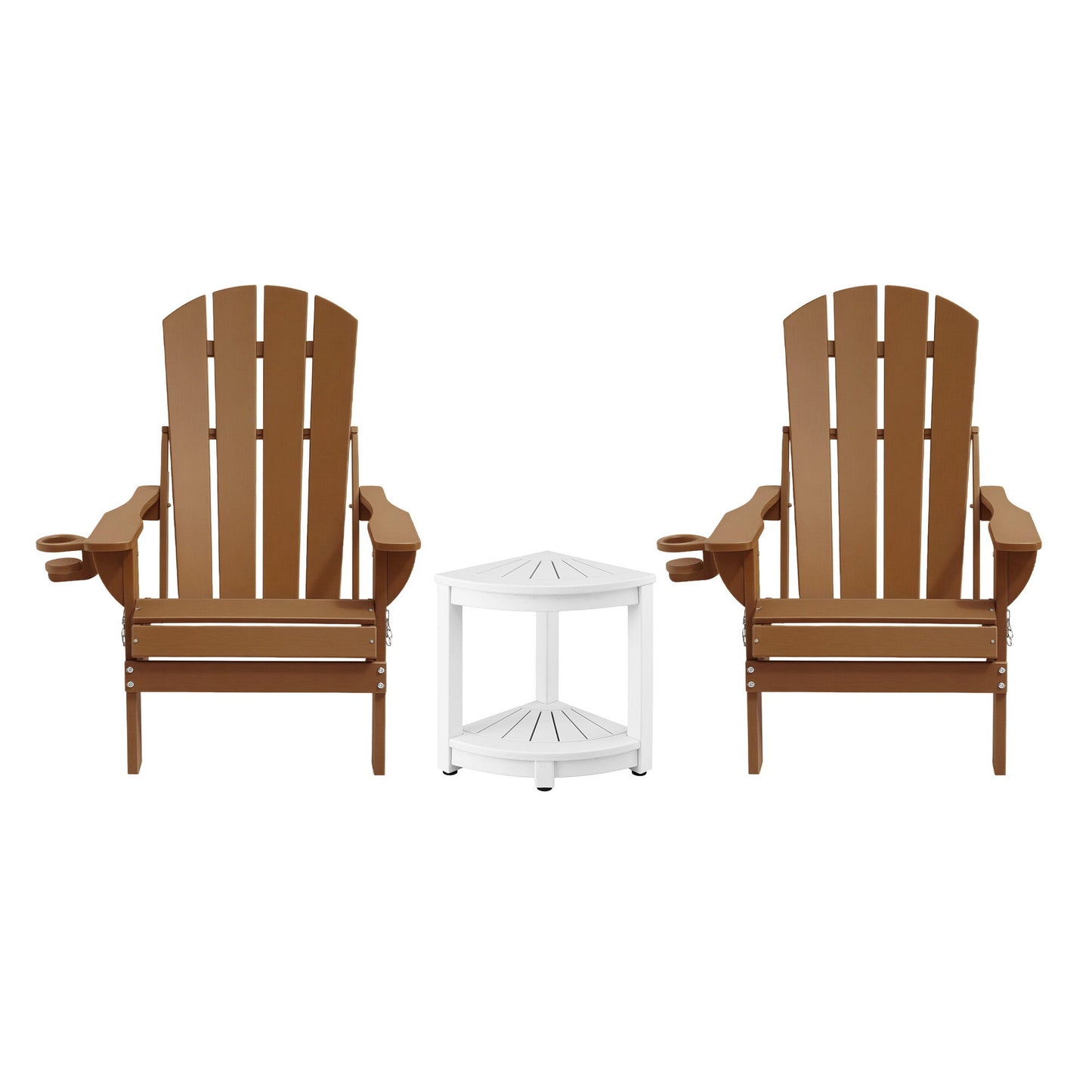 Gardeon Outdoor Table and Chairs HDPE Folding Adirondack Beach Chair Patio Furniture FF-BEACH-3HEFD-BR