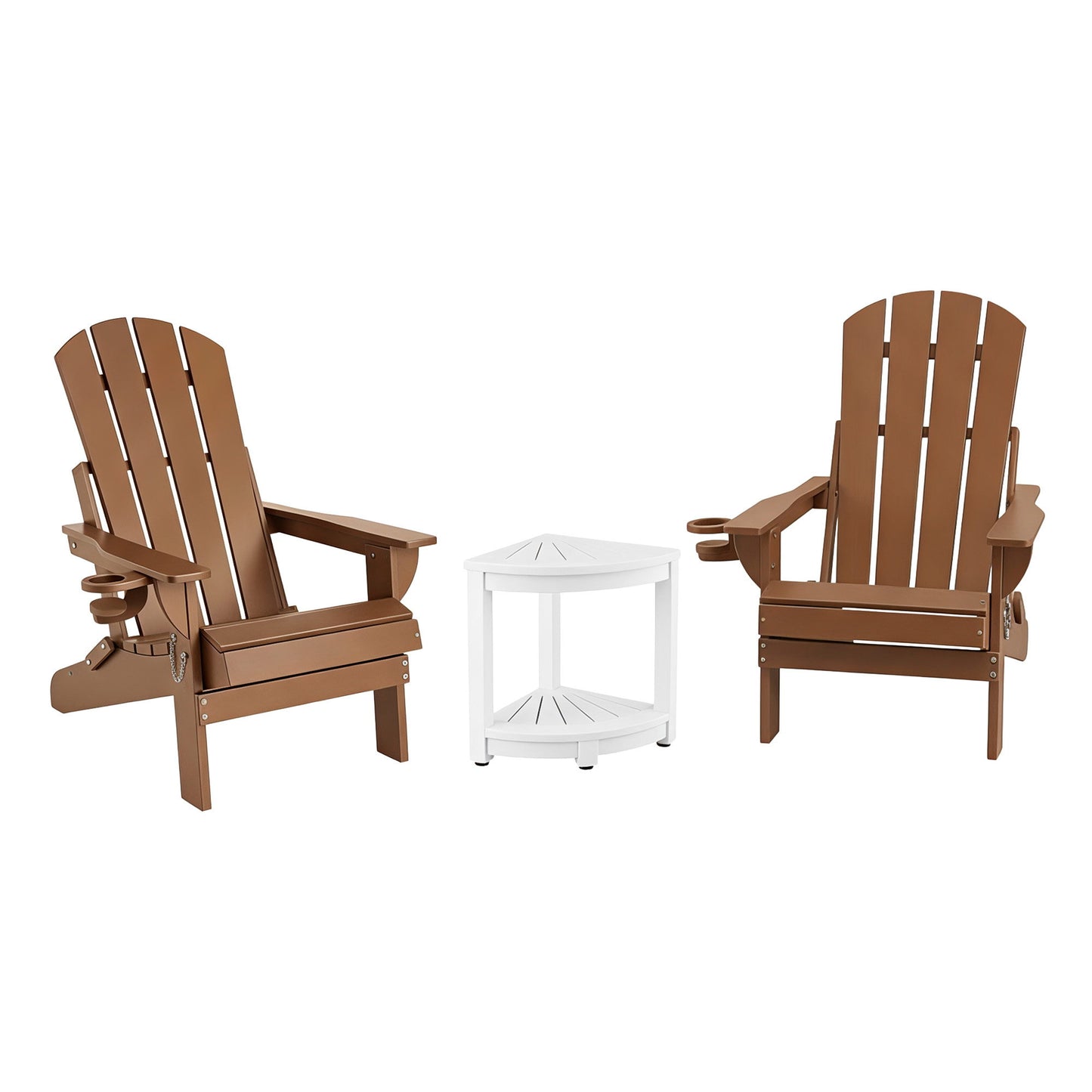 Gardeon Outdoor Table and Chairs HDPE Folding Adirondack Beach Chair Patio Furniture FF-BEACH-3HEFD-BR