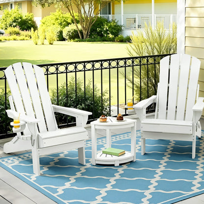 Gardeon Outdoor Table and Chairs HDPE Folding Adirondack Beach Chair Patio Furniture White FF-BEACH-3HEFD-WH