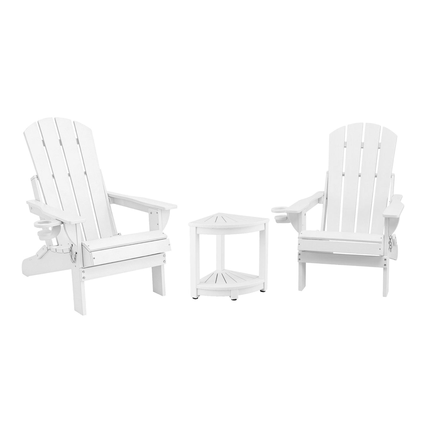 Gardeon Outdoor Table and Chairs HDPE Folding Adirondack Beach Chair Patio Furniture White FF-BEACH-3HEFD-WH