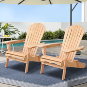 Gardeon Adirondack Outdoor Chairs Wooden Beach Chair Patio Furniture Garden Natural Set of 2 FF-BEACH-CHAIR-NTLX2