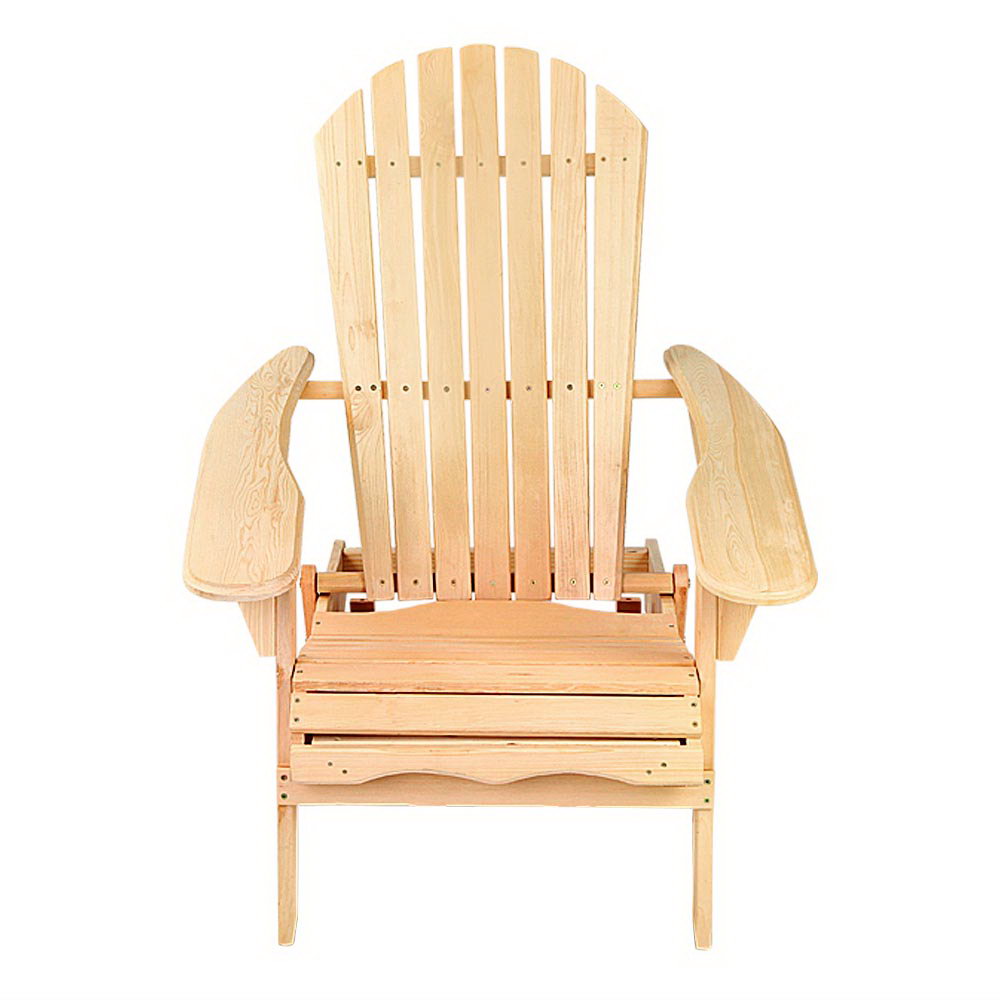 Gardeon Adirondack Outdoor Chairs Wooden Beach Chair Patio Furniture Garden Natural Set of 2 FF-BEACH-CHAIR-NTLX2