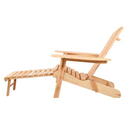 Gardeon 3PC Adirondack Outdoor Table and Chairs? Wooden Sun Lounge Beach Patio Natural FF-BEACH-CHOT-3NTL