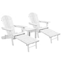 Gardeon 3PC Adirondack Outdoor Table and Chairs Wooden Sun Lounge Beach Patio White FF-BEACH-CHOT-3WH