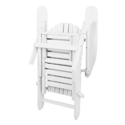 Gardeon 3PC Adirondack Outdoor Table and Chairs Wooden Sun Lounge Beach Patio White FF-BEACH-CHOT-3WH