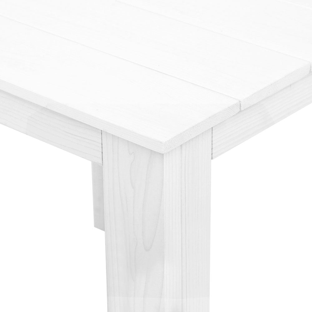 Gardeon 3PC Adirondack Outdoor Table and Chairs Wooden Sun Lounge Beach Patio White FF-BEACH-CHOT-3WH