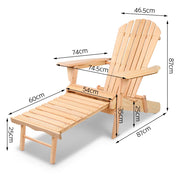 Gardeon Adirondack Outdoor Chairs Wooden Sun Lounge Patio Furniture Garden Natural FF-BEACH-CHOTTO-NTL