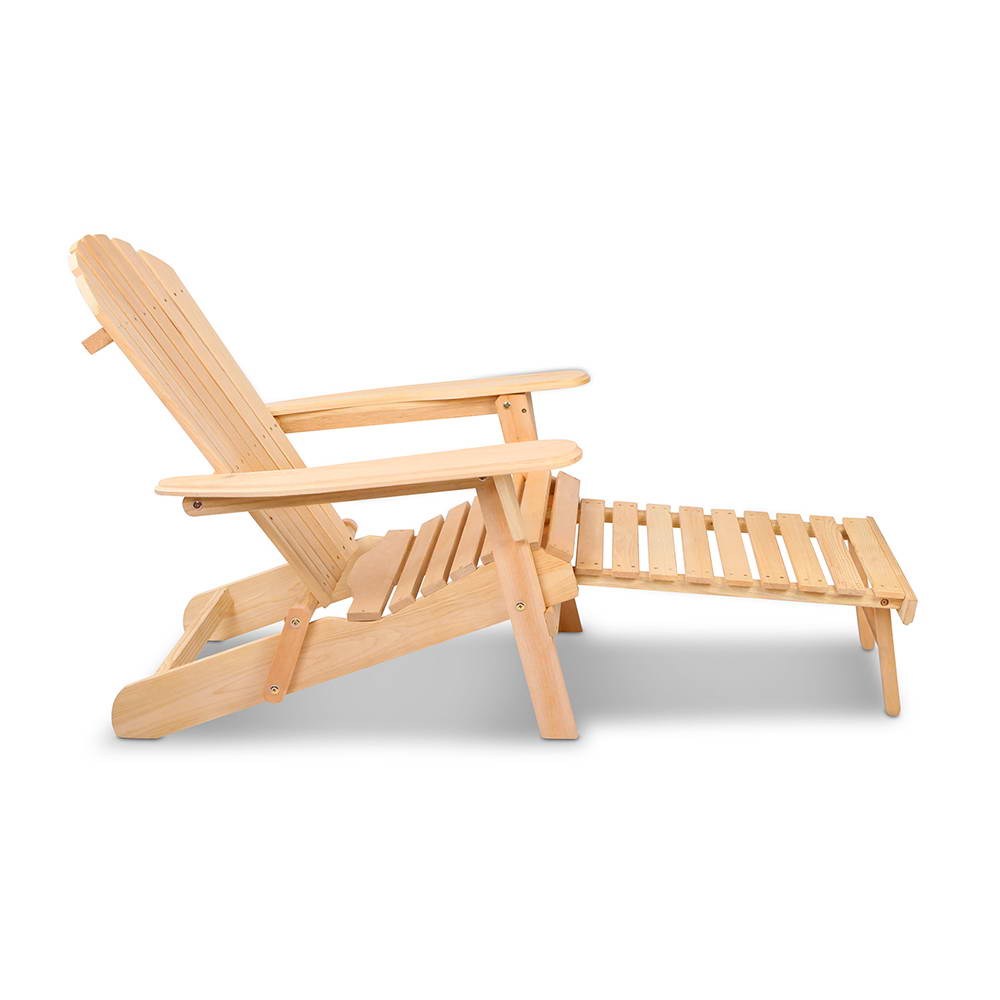 Gardeon Adirondack Outdoor Chairs Wooden Sun Lounge Patio Furniture Garden Natural FF-BEACH-CHOTTO-NTL