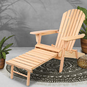 Gardeon Adirondack Outdoor Chairs Wooden Sun Lounge Patio Furniture Garden Natural FF-BEACH-CHOTTO-NTL