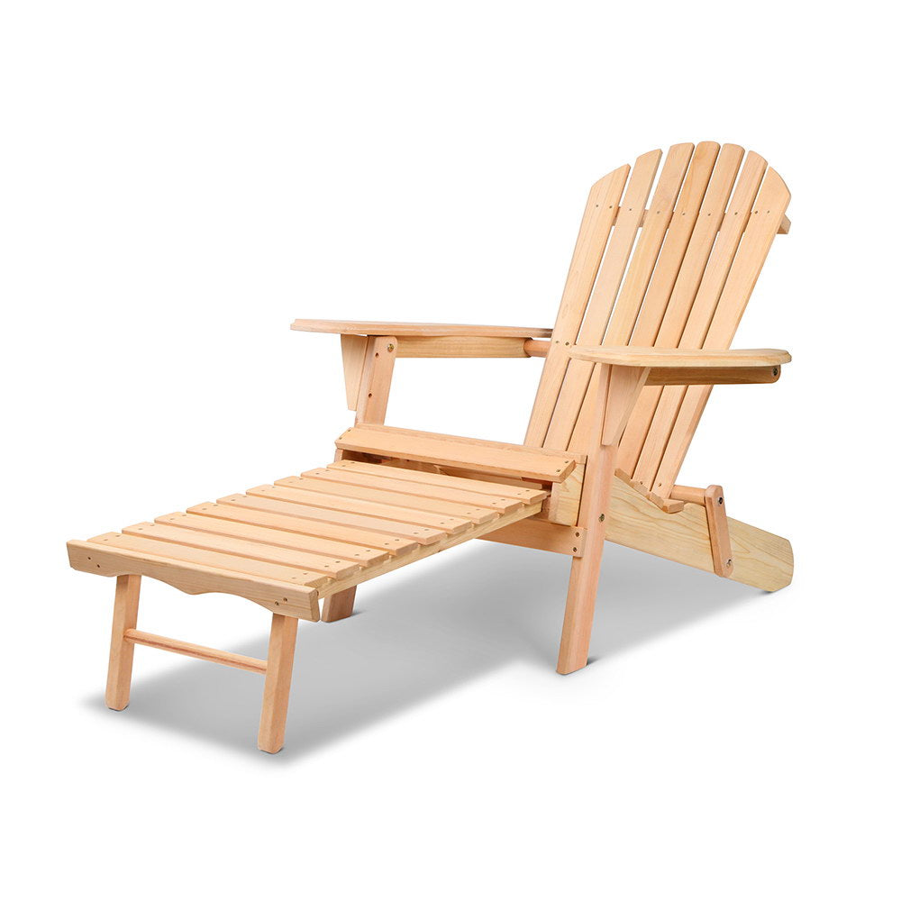 Gardeon Adirondack Outdoor Chairs Wooden Sun Lounge Patio Furniture Garden Natural FF-BEACH-CHOTTO-NTL