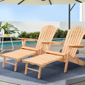 Gardeon 2PC Adirondack Outdoor Chairs Wooden Sun Lounge Patio Furniture Garden Natural FF-BEACH-CHOTTO-NTL-2X