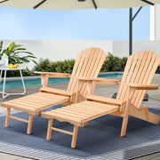 Gardeon 2PC Adirondack Outdoor Chairs Wooden Sun Lounge Patio Furniture Garden Natural FF-BEACH-CHOTTO-NTL-2X