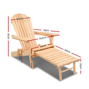 Gardeon 2PC Adirondack Outdoor Chairs Wooden Sun Lounge Patio Furniture Garden Natural FF-BEACH-CHOTTO-NTL-2X