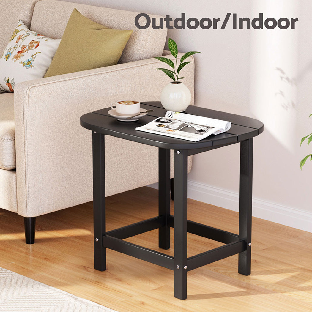 Gardeon Outdoor Coffee Side Table HDPE Desk Patio Furniture Camping Garden Black FF-BEACH-DESK-HE-BK