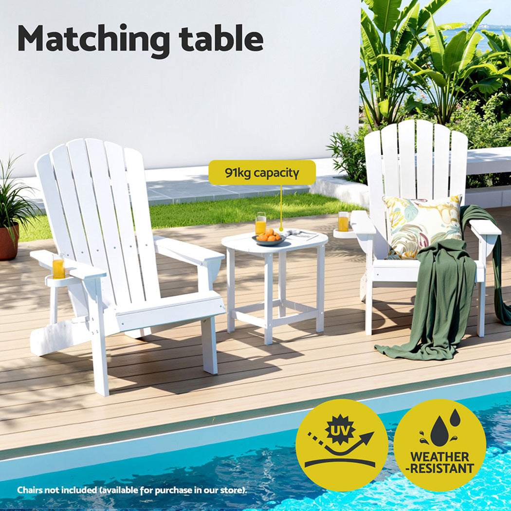 Gardeon Outdoor Coffee Side Table HDPE Desk Patio Furniture Camping Garden White