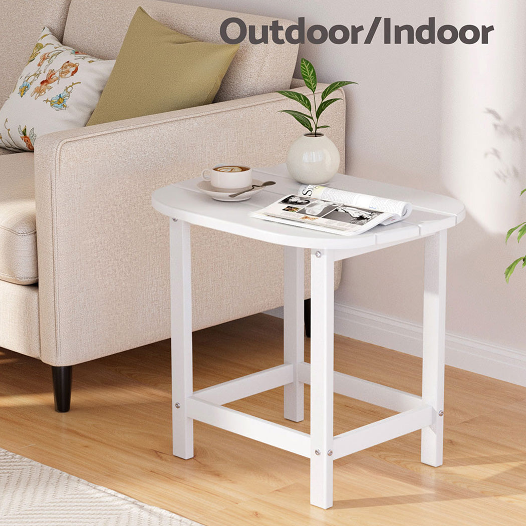 Gardeon Outdoor Coffee Side Table HDPE Desk Patio Furniture Camping Garden White FF-BEACH-DESK-HE-WH