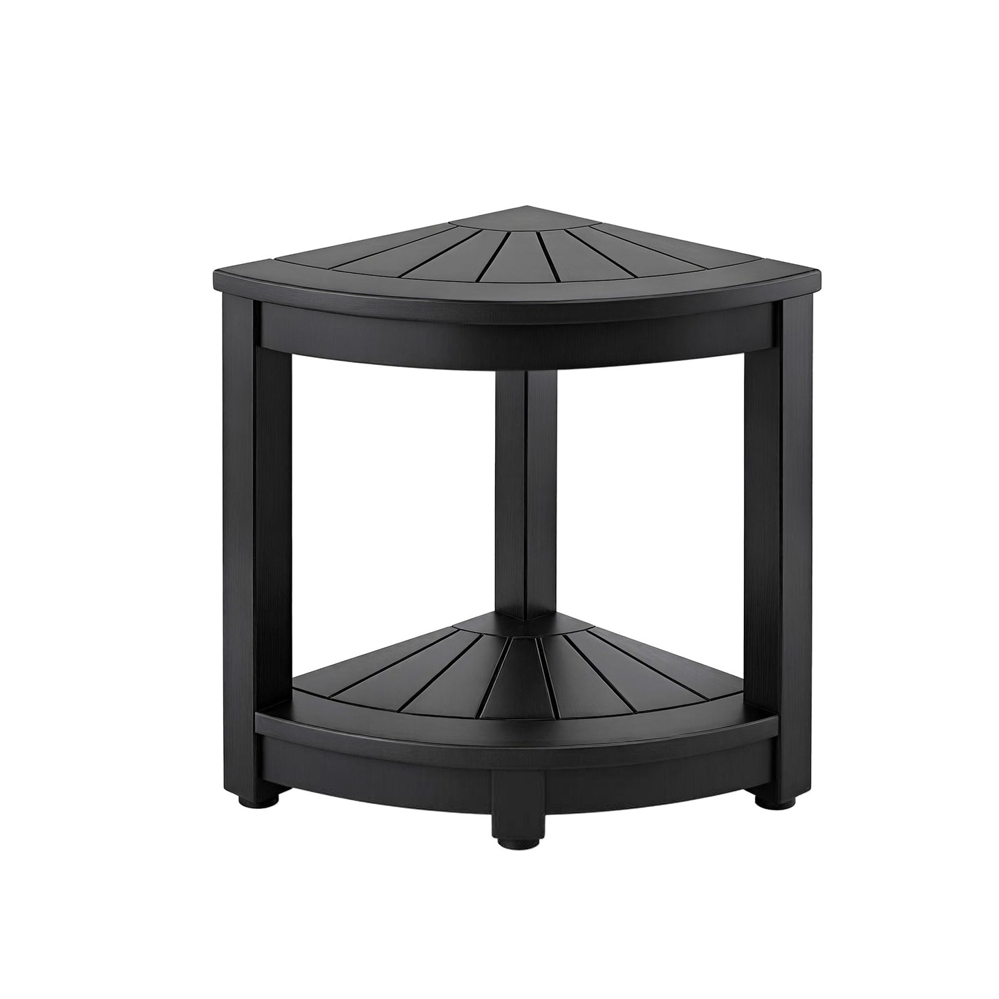 Gardeon Outdoor Coffee Side Table HDPE Desk Corner Shower Stool Bench Seat with Storage Shelf Black FF-BEACH-DESK-HECOR-BK
