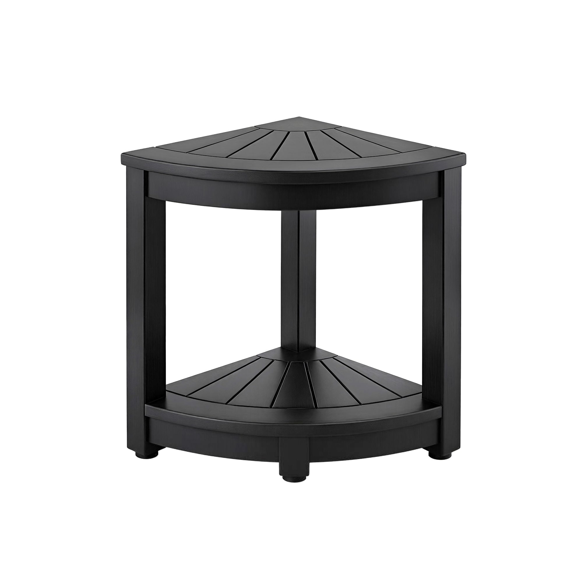 Gardeon Outdoor Coffee Side Table HDPE Desk Corner Shower Stool Bench Seat with Storage Shelf Black FF-BEACH-DESK-HECOR-BK