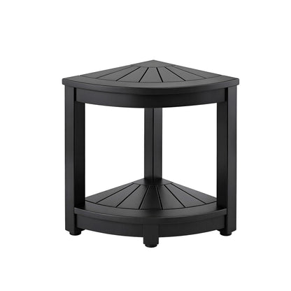 Gardeon Outdoor Coffee Side Table HDPE Desk Corner Shower Stool Bench Seat with Storage Shelf Black FF-BEACH-DESK-HECOR-BK