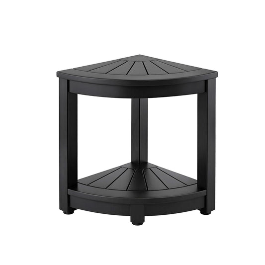 Gardeon Outdoor Coffee Side Table HDPE Desk Corner Shower Stool Bench Seat with Storage Shelf Black FF-BEACH-DESK-HECOR-BK