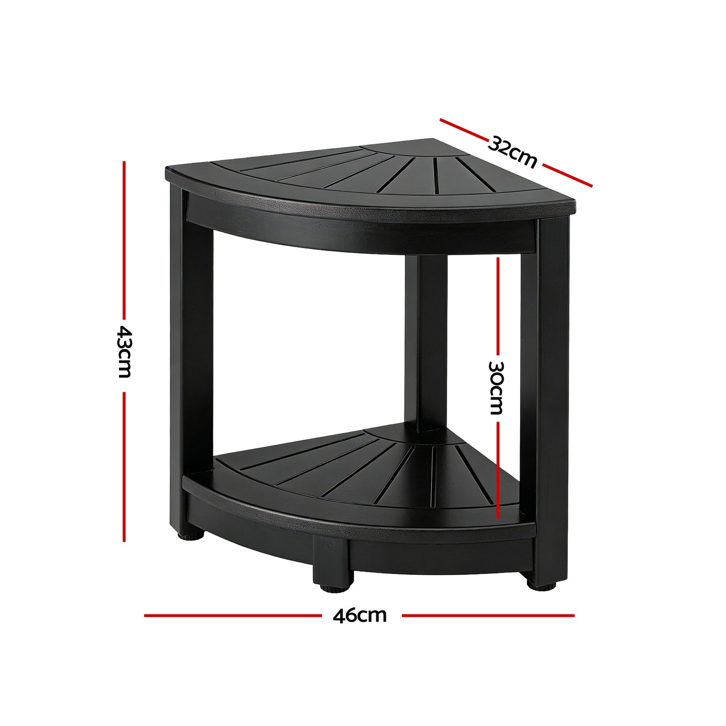 Gardeon Outdoor Coffee Side Table HDPE Desk Corner Shower Stool Bench Seat with Storage Shelf Black FF-BEACH-DESK-HECOR-BK