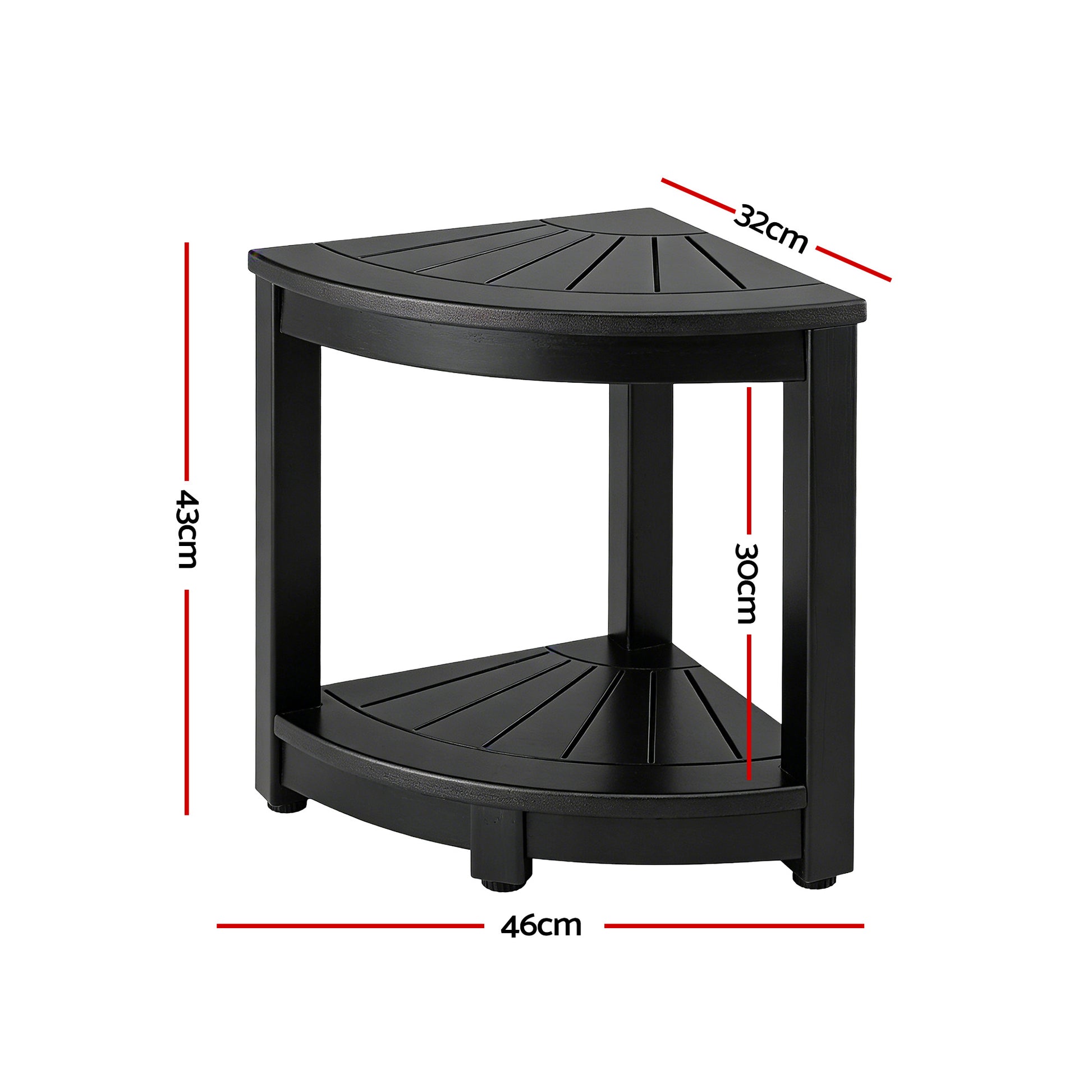 Gardeon Outdoor Coffee Side Table HDPE Desk Corner Shower Stool Bench Seat with Storage Shelf Black FF-BEACH-DESK-HECOR-BK