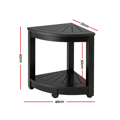 Gardeon Outdoor Coffee Side Table HDPE Desk Corner Shower Stool Bench Seat with Storage Shelf Black FF-BEACH-DESK-HECOR-BK