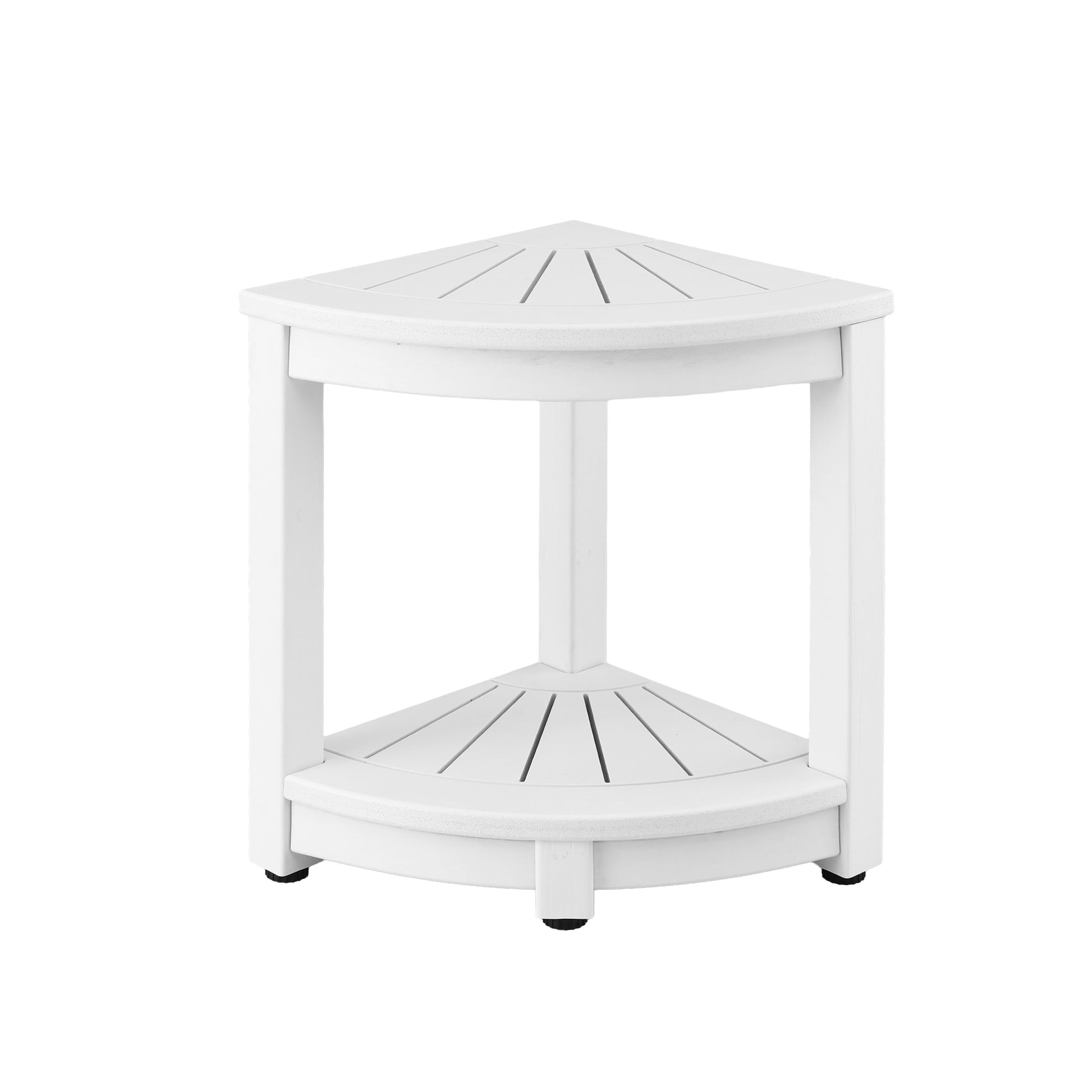 Gardeon Outdoor Coffee Side Table HDPE Desk Corner Shower Stool Bench Seat with Storage Shelf White FF-BEACH-DESK-HECOR-WH