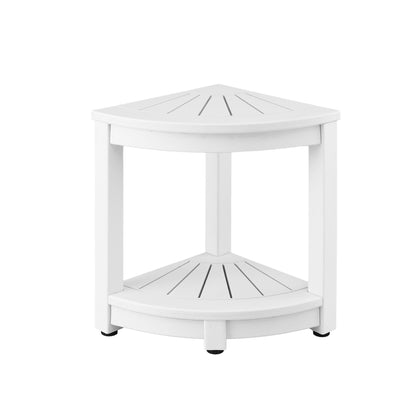 Gardeon Outdoor Coffee Side Table HDPE Desk Corner Shower Stool Bench Seat with Storage Shelf White FF-BEACH-DESK-HECOR-WH